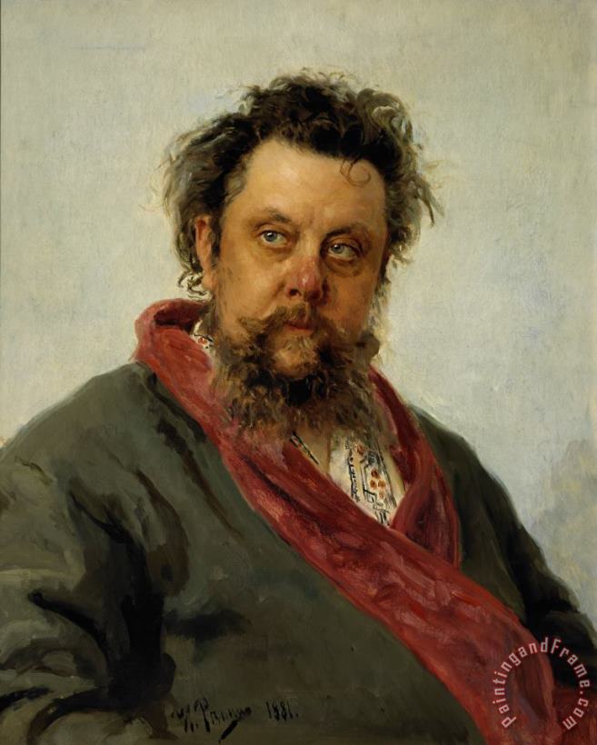 Portrait of the composer Mussorgsky painting - Ilya Repin Portrait of the composer Mussorgsky Art Print