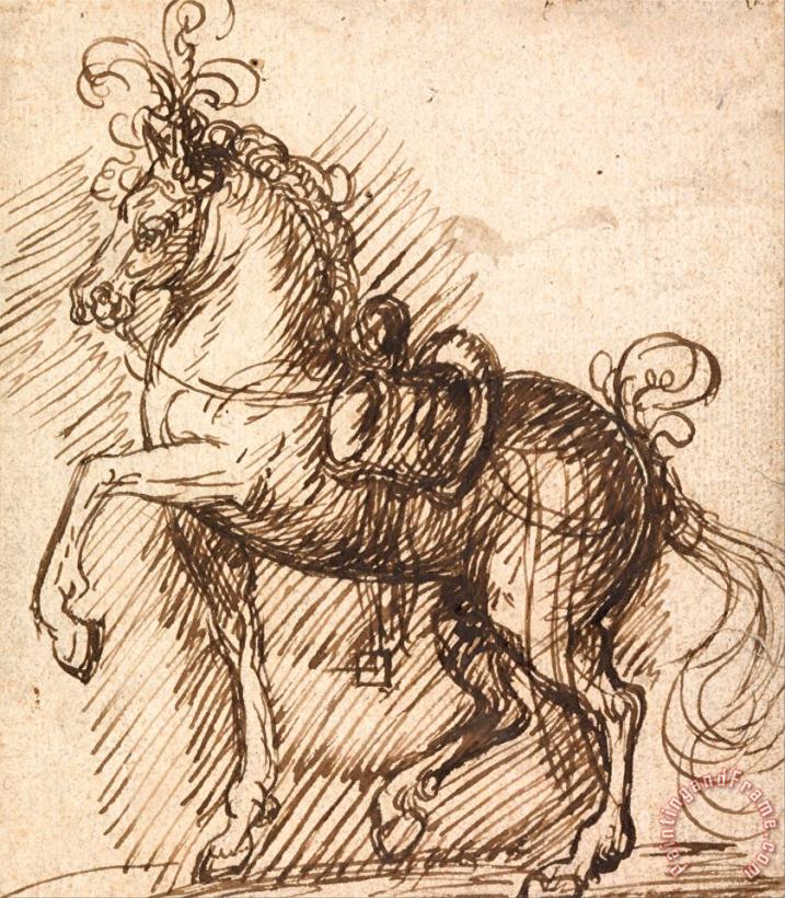 A Plumed Saddle Horse painting - Inigo Jones A Plumed Saddle Horse Art Print