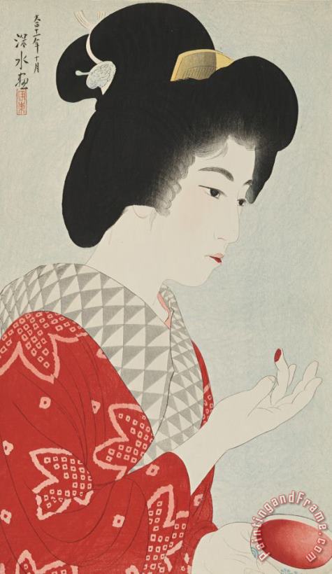 Ito Shinsui Rouging The Lips (kuchibeni) Art Painting