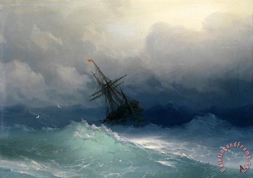 Ivan Ayvazovsky Ship on Stormy Seas Art Painting