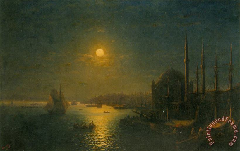 A Moonlit View of The Bosphorus painting - Ivan Constantinovich Aivazovsky A Moonlit View of The Bosphorus Art Print