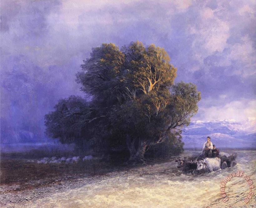 Ox Cart Crossing a Flooded Plain painting - Ivan Constantinovich Aivazovsky Ox Cart Crossing a Flooded Plain Art Print