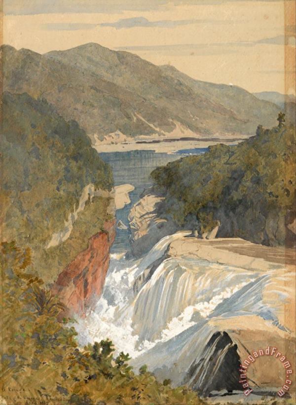 Te Reinga, Falls of The Wairoa. Hawke's Bay painting - J. C. Richmond Te Reinga, Falls of The Wairoa. Hawke's Bay Art Print