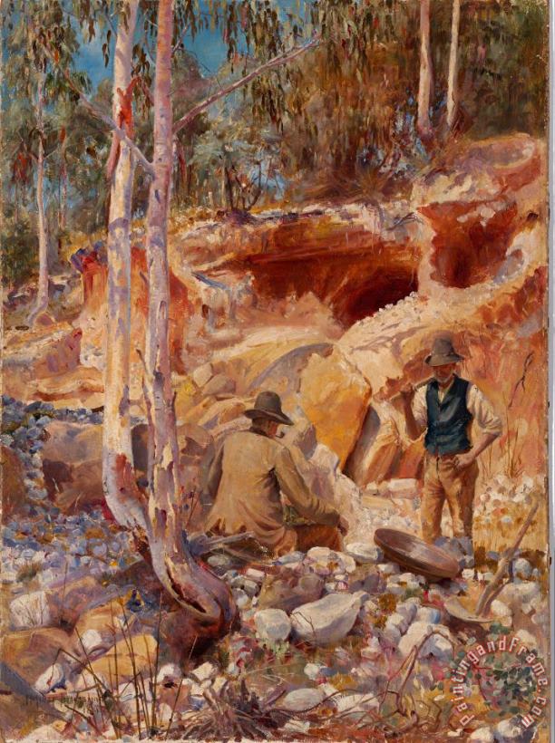 Fossicking for Gold painting - J. Miller Marshall Fossicking for Gold Art Print
