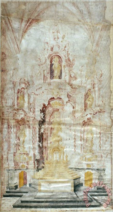 Jacint Morato Soler Drawing of The Main Altarpiece of Santa Maria D'igualada Art Print