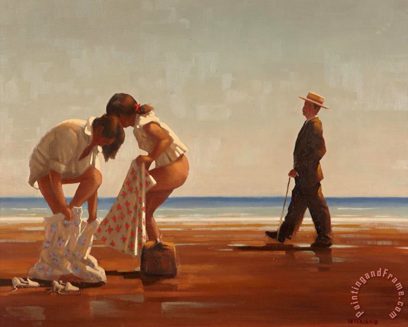 Discovered, 1991 painting - Jack Vettriano Discovered, 1991 Art Print