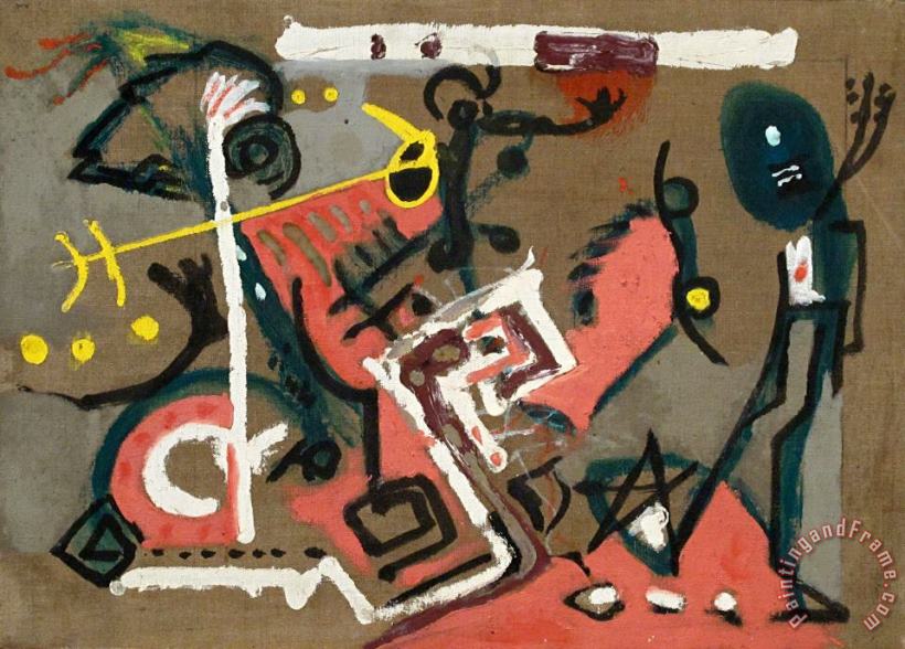 Untitled (composition on Brown), 1945 painting - Jackson Pollock Untitled (composition on Brown), 1945 Art Print