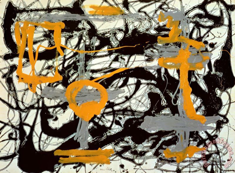 Jackson Pollock Yellow Grey Black Art Painting