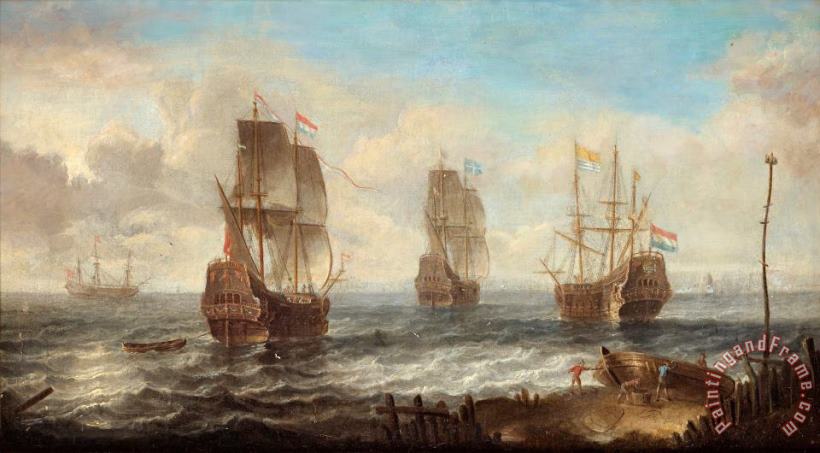 Circle Of Sailing Ships painting - Jacob Adriaensz Bellevois Circle Of Sailing Ships Art Print