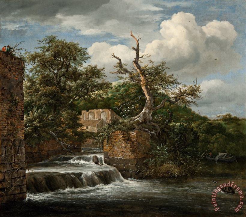 Landscape with a Mill Run And Ruins painting - Jacob Isaacksz. van Ruisdael Landscape with a Mill Run And Ruins Art Print