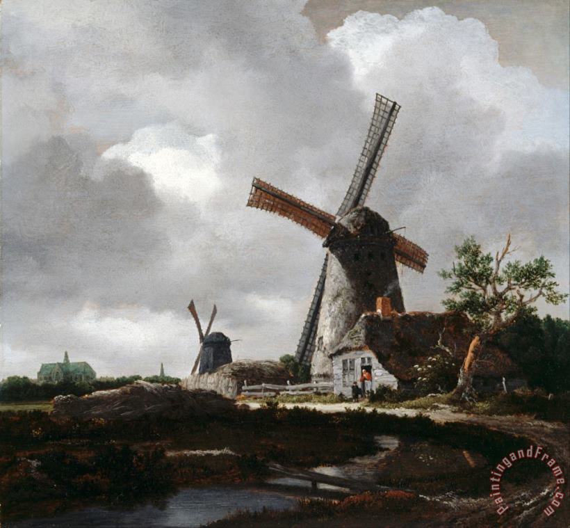 Jacob Isaacksz. van Ruisdael Landscape with Windmills Near Haarlem Art Painting