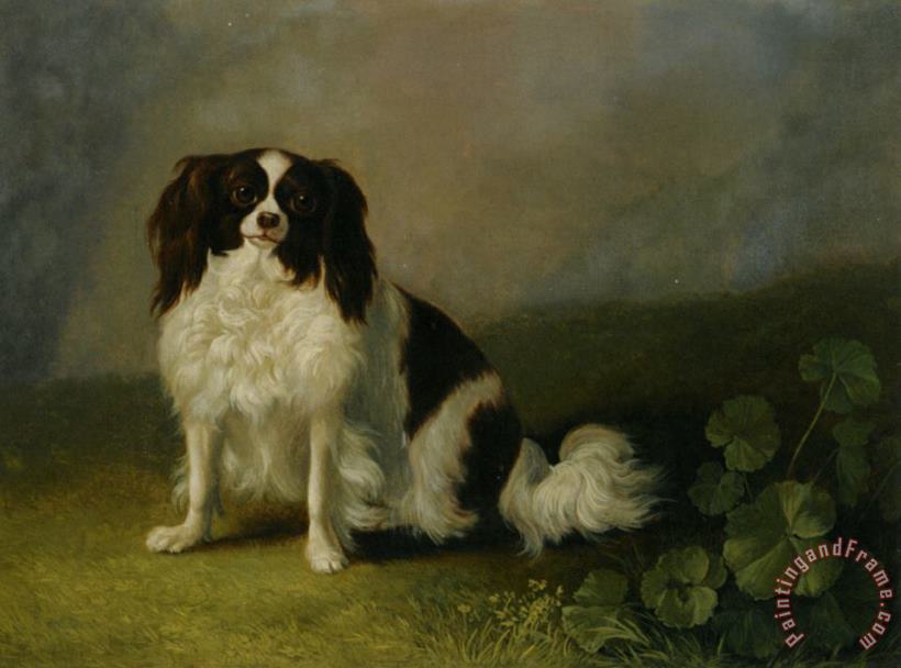 A King Charles Spaniel in a Landscape painting - Jacob Philipp Hackert A King Charles Spaniel in a Landscape Art Print