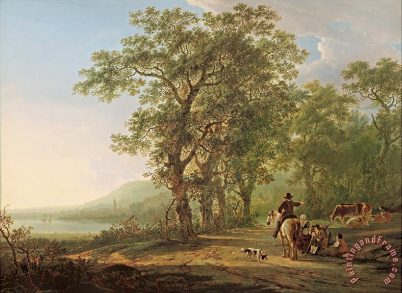 Jacob van Strij  Figures in a Forest Landscape Art Painting