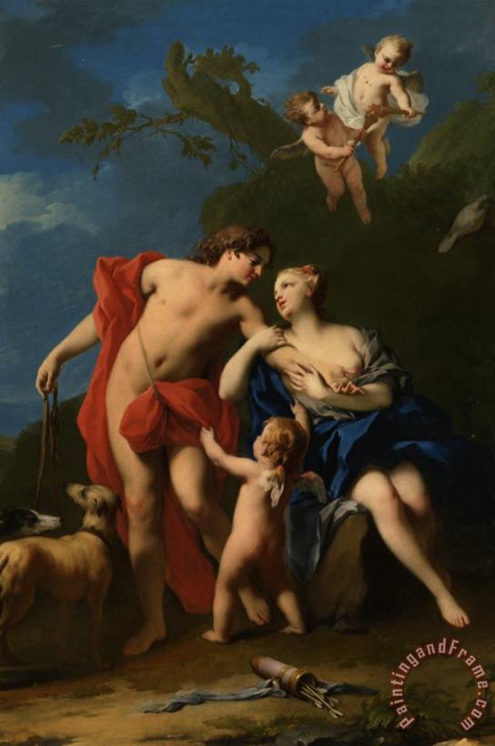 Venus And Adonis painting - Jacopo Amigoni Venus And Adonis Art Print