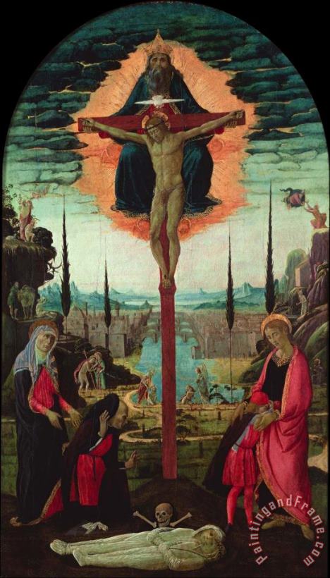 Jacopo del Sellaio Votive Altarpiece The Trinity, The Virgin, St. John And Donors Art Print