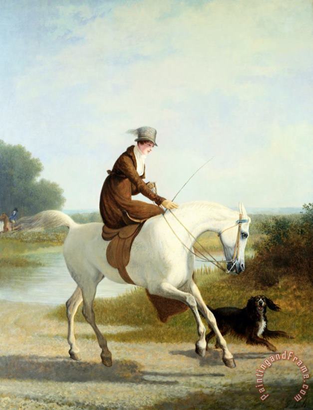 Miss Cazenove on a Gray Hunter painting - Jacques-Laurent Agasse Miss Cazenove on a Gray Hunter Art Print