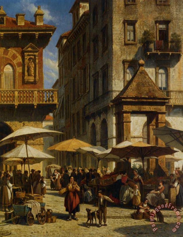 Jacques Carabain Piazza Delle Erbe Verona Art Painting