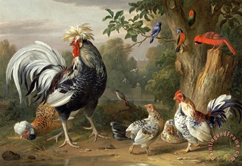 Jakob Bogdany Poultry And Other Birds in The Garden of a Mansion Art Print
