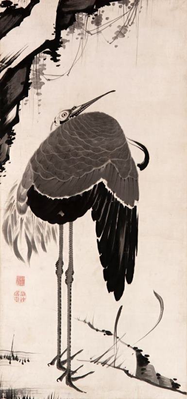 Jakuchu Cranes (2) Art Print