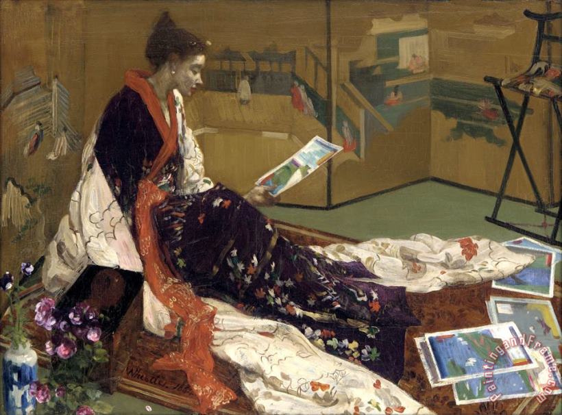 Caprice in Purple And Gold The Golden Screen painting - James Abbott McNeill Whistler Caprice in Purple And Gold The Golden Screen Art Print
