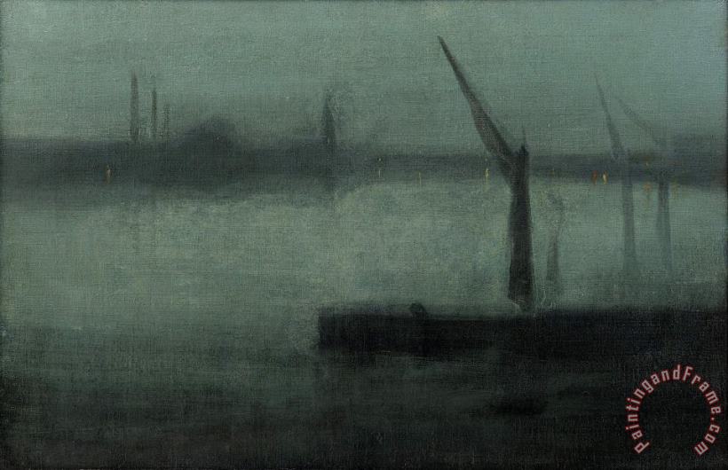 Nocturne Blue And Silver鈥攂attersea Reach painting - James Abbott McNeill Whistler Nocturne Blue And Silver鈥攂attersea Reach Art Print