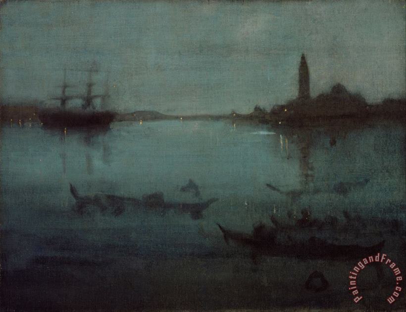 Nocturne in Blue And Silver The Lagoon, Venice painting - James Abbott McNeill Whistler Nocturne in Blue And Silver The Lagoon, Venice Art Print