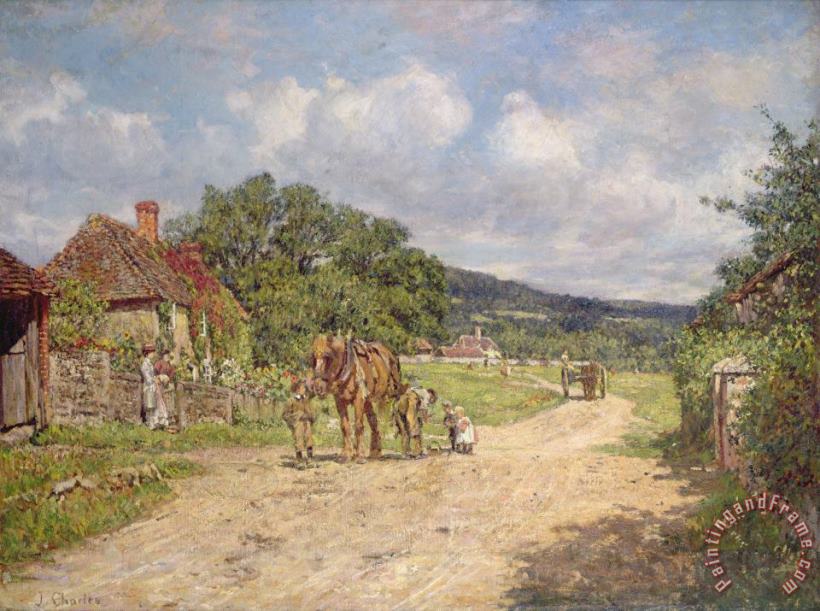 A Village Scene painting - James Charles A Village Scene Art Print