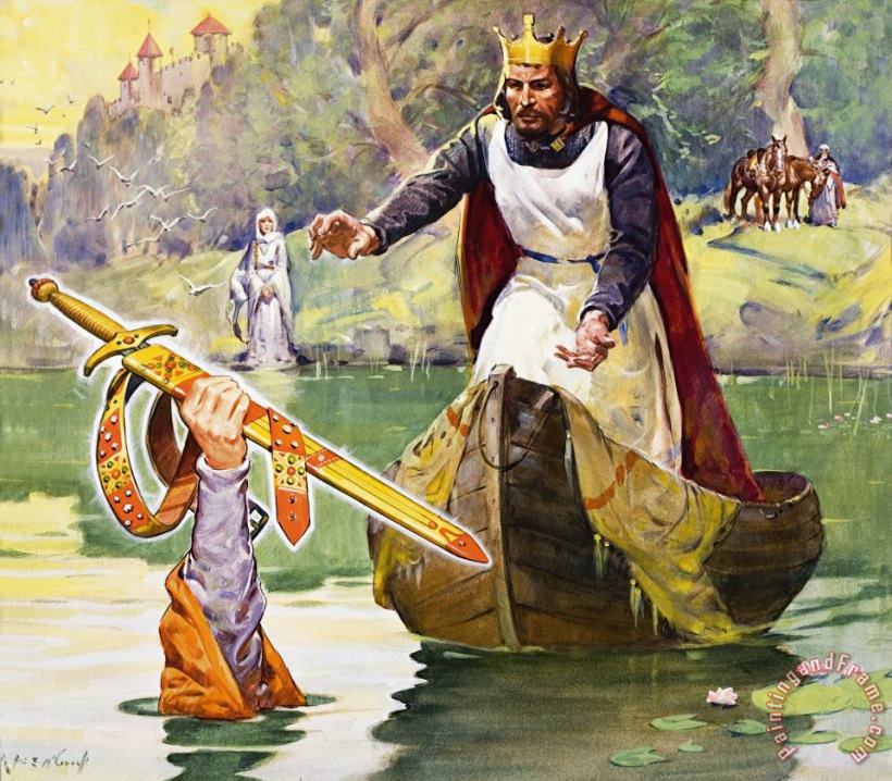James Edwin McConnell Arthur And Excalibur Art Painting