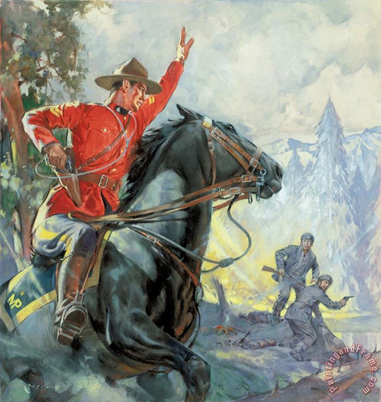 Canadian Mounties painting - James Edwin McConnell Canadian Mounties Art Print