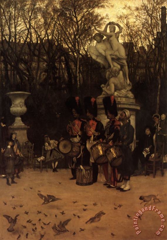 James Jacques Joseph Tissot Beating The Retreat in The Tuileries Gardens Art Print