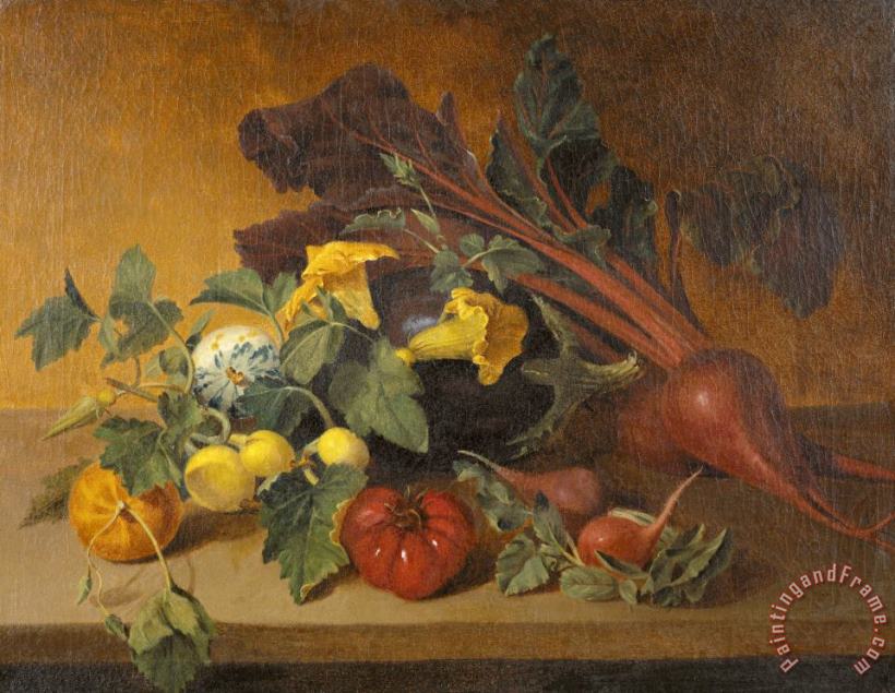 Still Life with Vegetables And Squash Blossoms painting - James Peale Still Life with Vegetables And Squash Blossoms Art Print