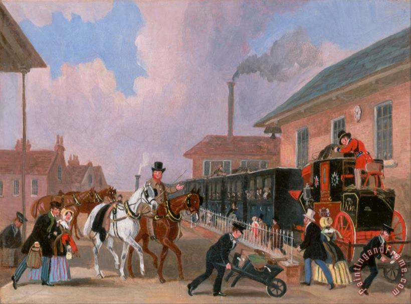 James Pollard The Louth London Royal Mail Travelling by Train From Peterborough East, Northamptonshire Art Painting