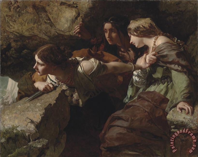 Courage, Anxiety, And Despair Watching The Battle painting - James Sant Courage, Anxiety, And Despair Watching The Battle Art Print