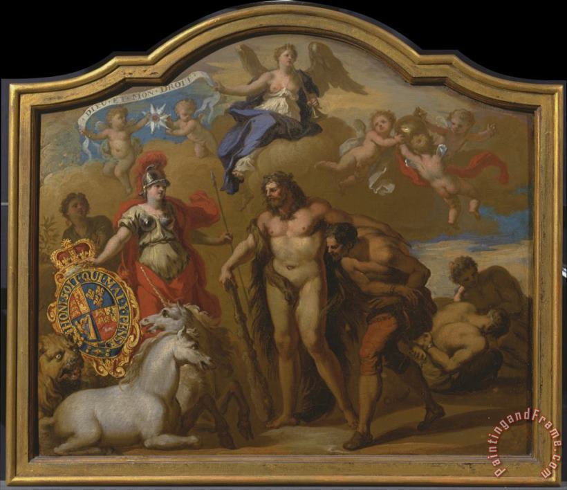 James Thornhill Allegory of The Power of Great Britain by Land, Design for a Decorative Panel for George I's Ceremon Art Painting