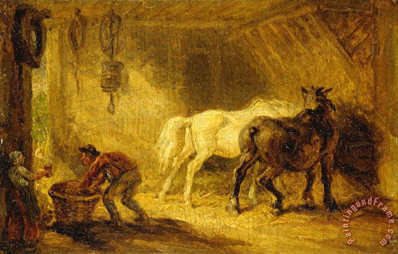 Interior of a Stable painting - James Ward Interior of a Stable Art Print
