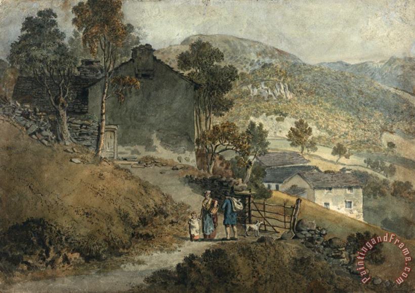Landscape with Cottages And Figures painting - James Ward Landscape with Cottages And Figures Art Print
