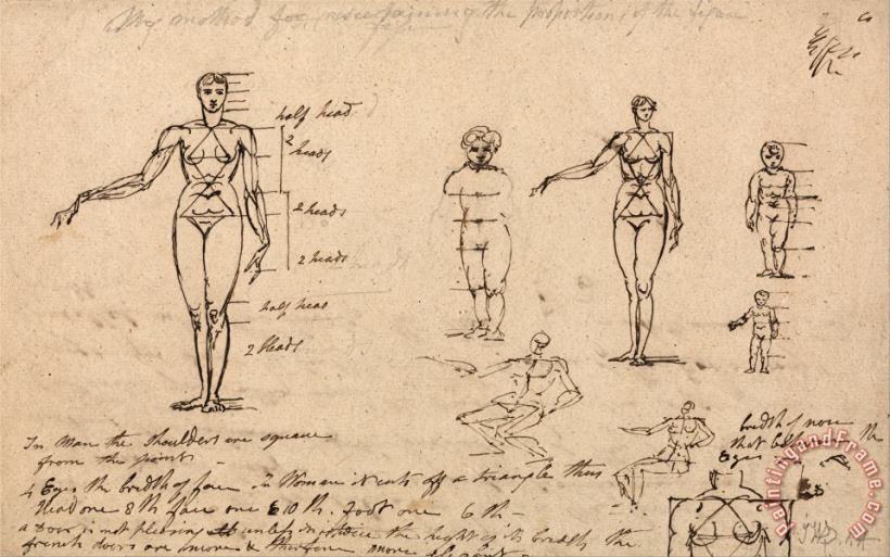 Studies of Anatomy, Measurements And Writing painting - James Ward Studies of Anatomy, Measurements And Writing Art Print