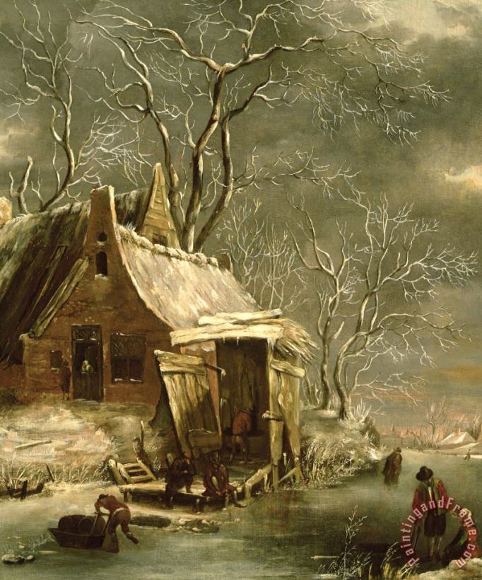 Winter Scene painting - Jan Beerstraten Winter Scene Art Print