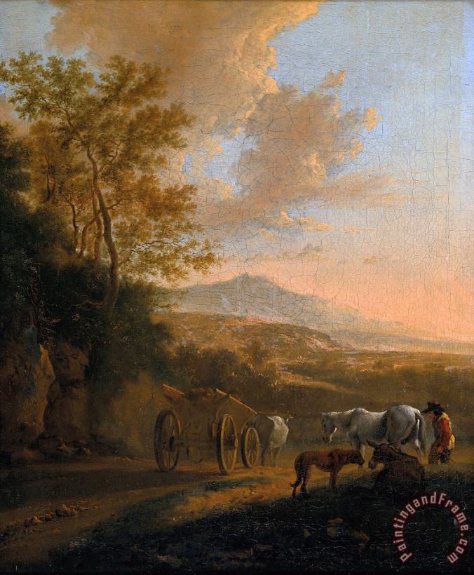 Jan Both Italian Landscape with an Ox Cart Art Painting