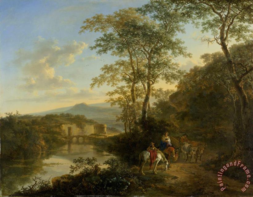 Jan Both Italian Landscape with The Ponte Molle Art Painting
