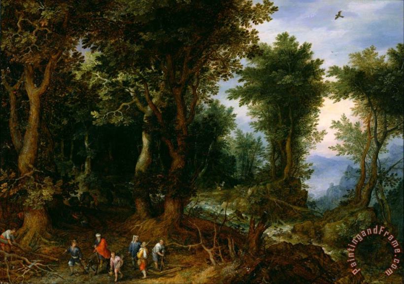 Wooded Landscape with Abraham And Isaac painting - Jan Breughel Wooded Landscape with Abraham And Isaac Art Print