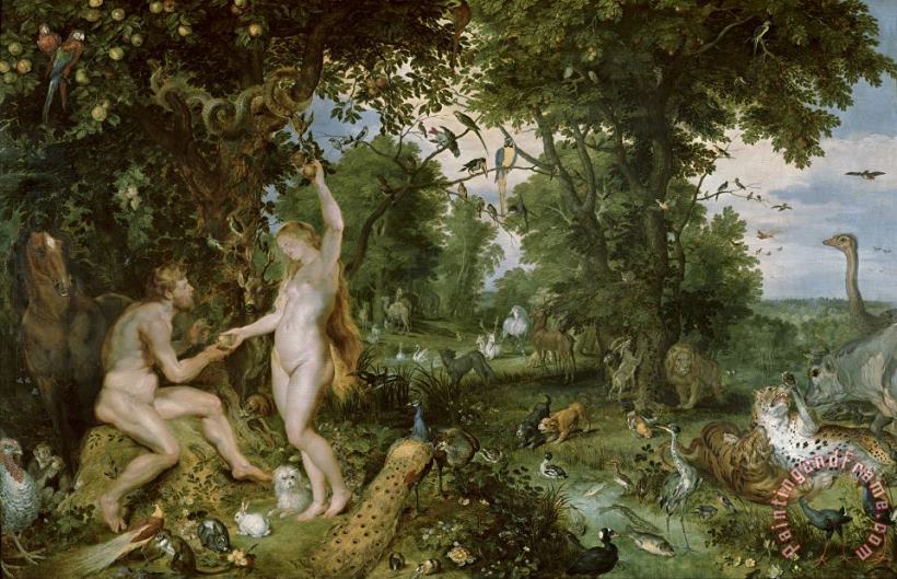 The Garden of Eden with the Fall of Man painting - Jan Brueghel and Rubens The Garden of Eden with the Fall of Man Art Print
