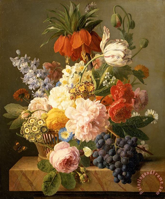 Jan Frans van Dael Still Life with Flowers and Fruit Art Painting