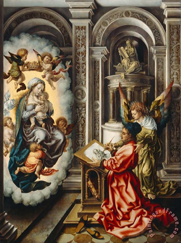 St. Luke Painting The Madonna painting - Jan Gossaert St. Luke Painting The Madonna Art Print
