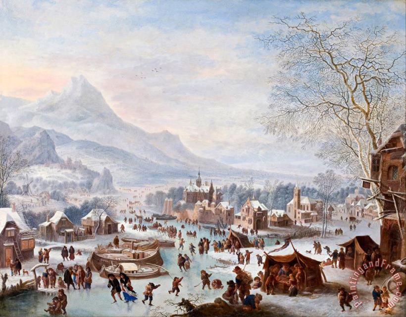 Winter Scene with Skaters painting - Jan Griffier Winter Scene with Skaters Art Print