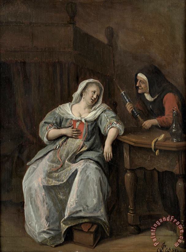 The Sick Woman painting - Jan Havicksz Steen The Sick Woman Art Print