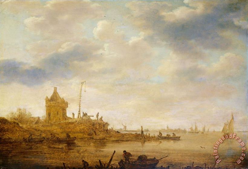 Jan Josefsz Van Goyen River View with Sentry Art Print