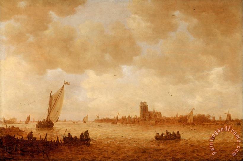 Jan Josefsz van Goyen View of Dordrecht with The Grote Kirk Across The Maas Art Painting