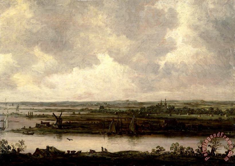Jan Josefsz Van Goyen View of The Spaarne And of Haarlemmermeer (vista on a Wide River) Art Painting