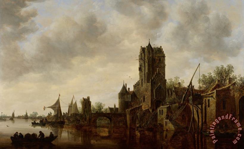 Jan Josephsz van Goyen River Landscape With The Pellecussen Gate Near Utrecht Art Print